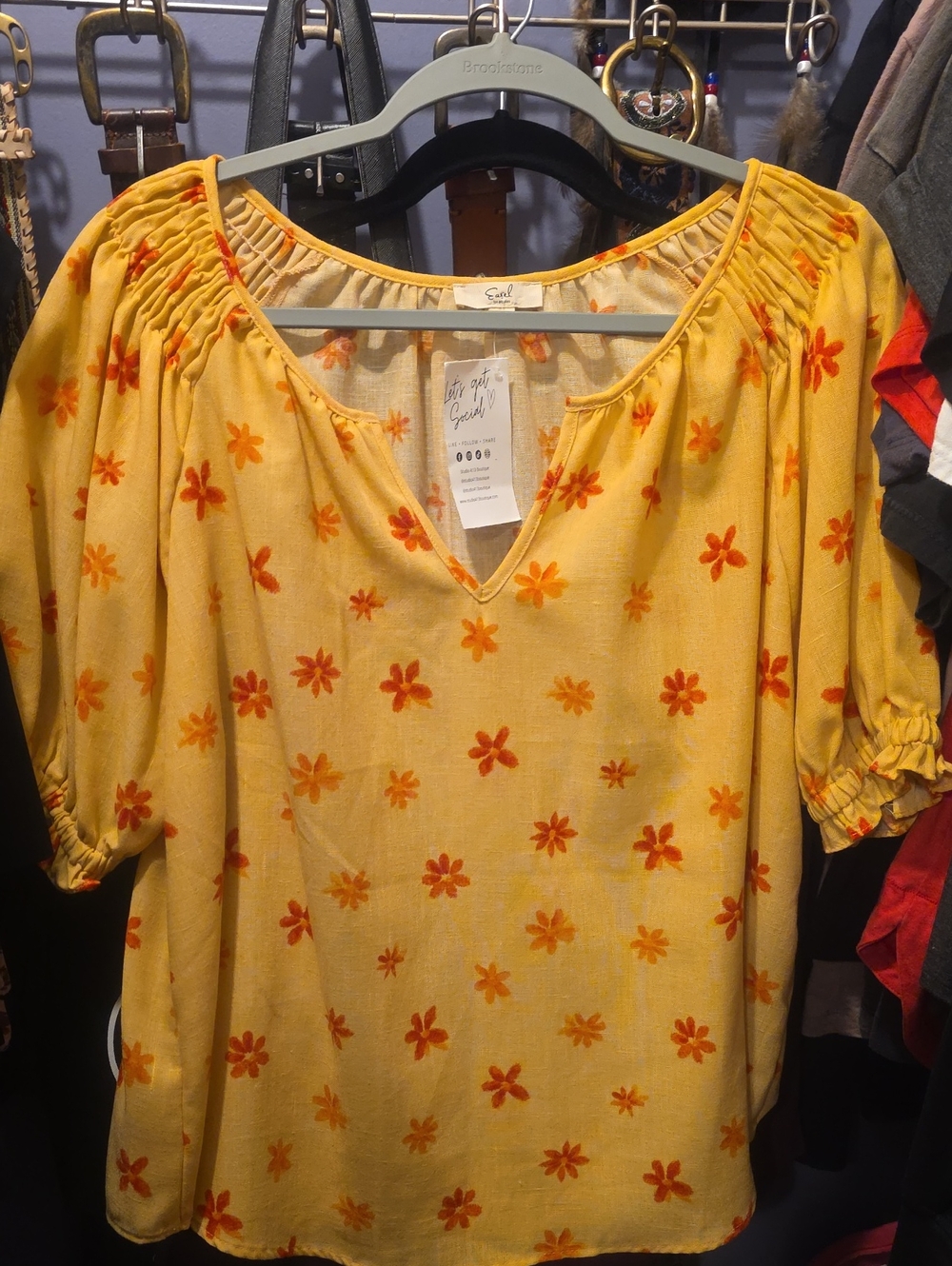 easel   Yellow Floral       Peasant Blouse